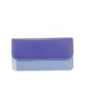 MyWalit Italian Simple Flapover Blue‎ Lavender Purple Long Leather Wallet